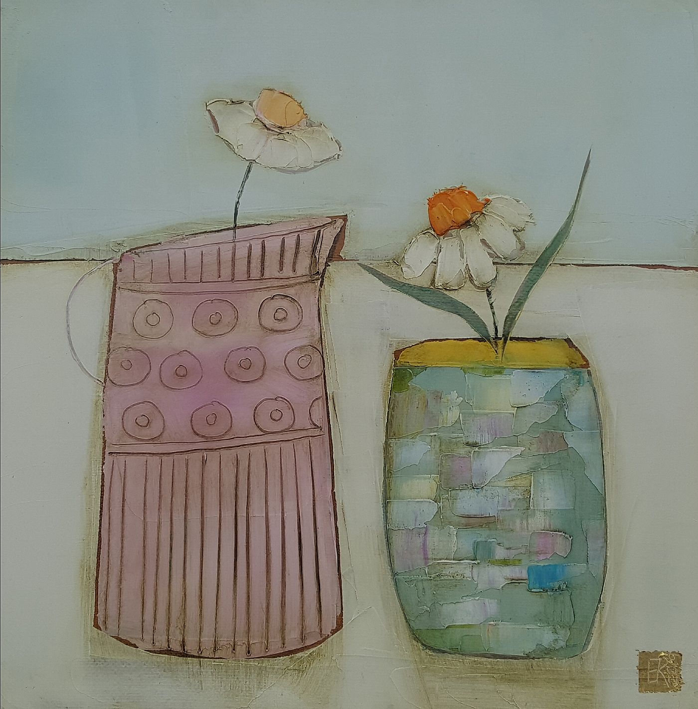 Eithne  Roberts - Pink jug and daisy pot